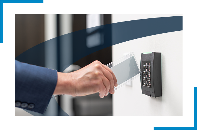 Swiping the access control card, security camera installation, access control system