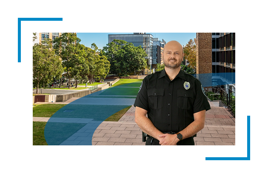 A law enforcement officer standing in uniform 