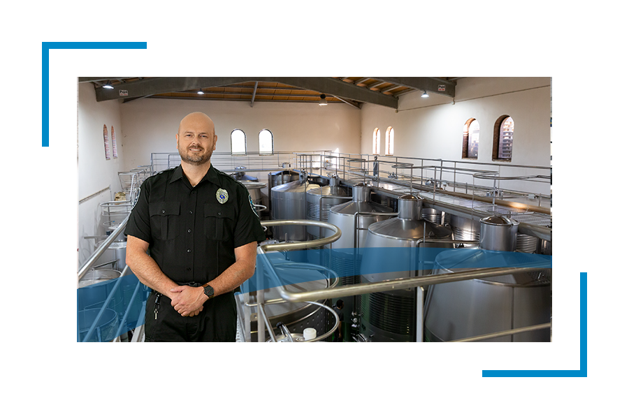 Security guard in manufacturing plant